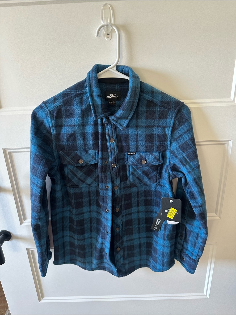 O'Neill Boys Blue Plaid Button-Up Shirt Jacket